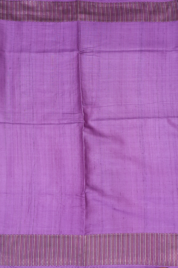 Tussar Silk Saree In Purple With Zari Border