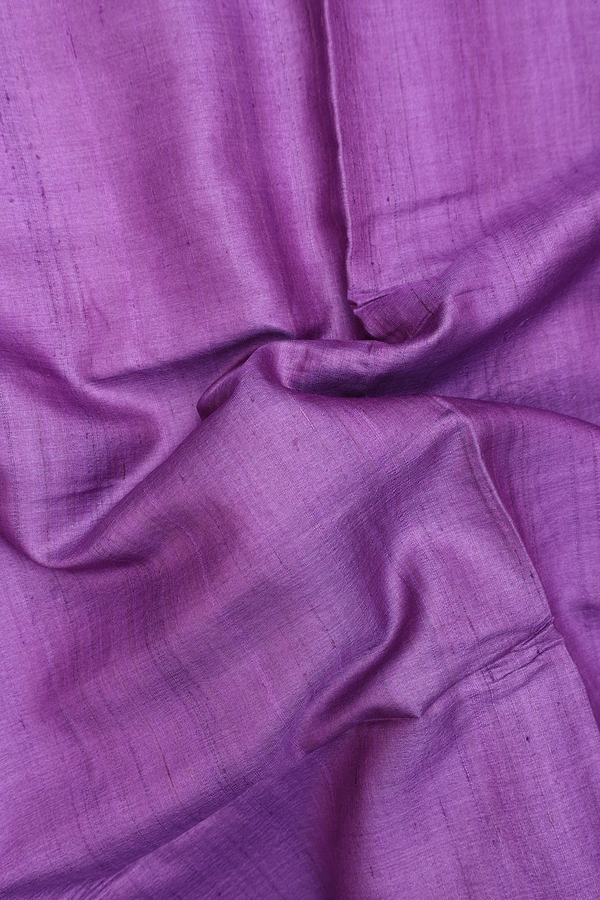 Tussar Silk Saree In Purple With Zari Border