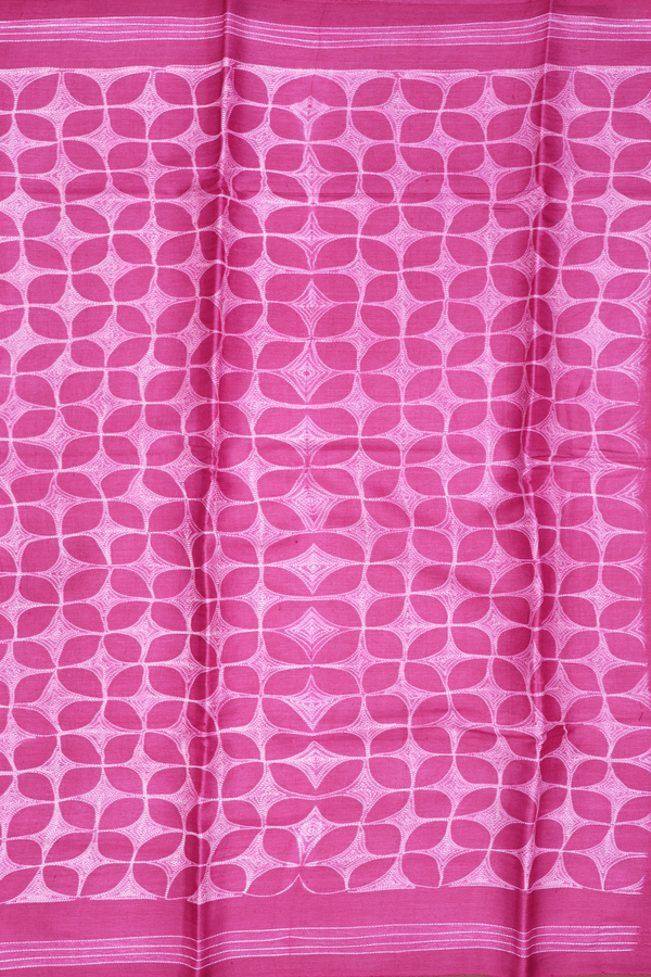 Tussar Silk Saree In Purplish Pink With Printed Design