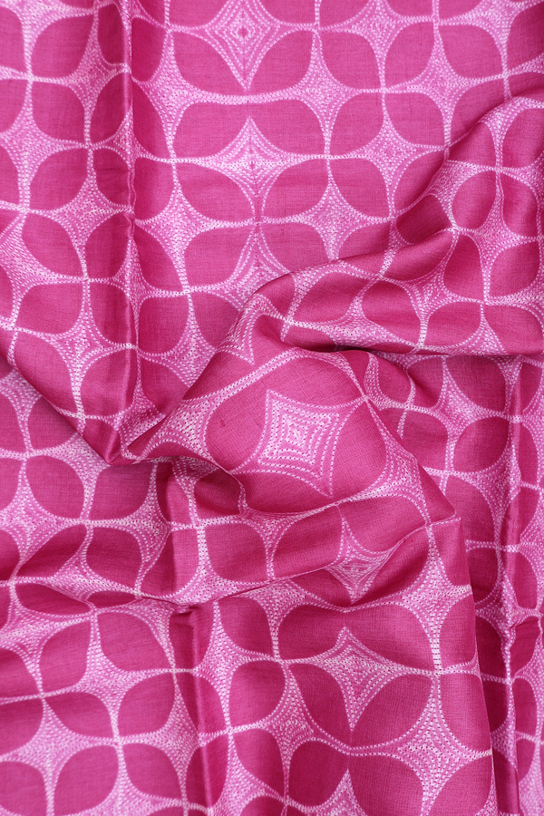 Tussar Silk Saree In Purplish Pink With Printed Design