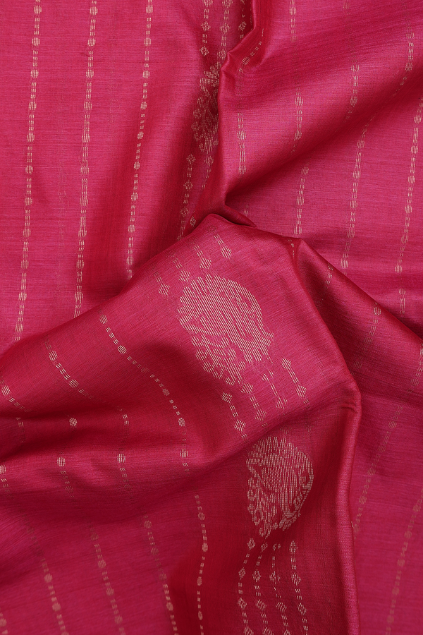 Tussar Silk Saree In Rani Pink With Stripes Design