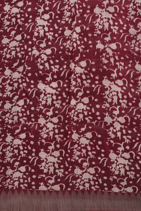 Chanderi Silk Cotton Saree Red And Beige With Stripes Design