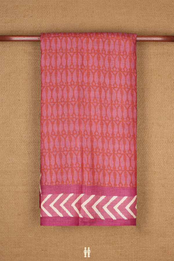 Tussar Silk Saree In Red And Pink With Allover Design