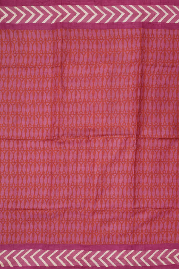 Tussar Silk Saree In Red And Pink With Allover Design