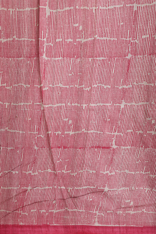 Tussar Silk Saree In Red With Allover Floral Printed Design
