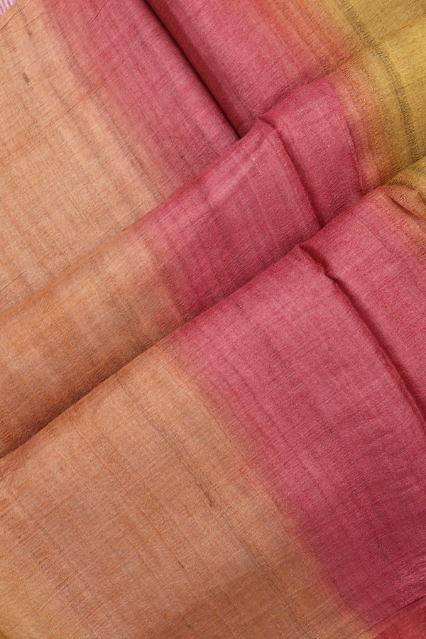 Tussar Silk Saree In Red With Allover Floral Printed Design