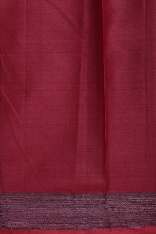 Tussar Silk Saree In Red With Circle Buttas