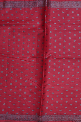 Tussar Silk Saree In Red With Circle Buttas