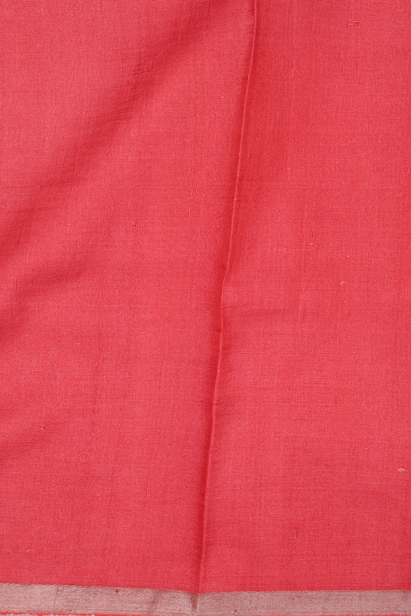 Tussar Silk Saree In Red With Floral Design