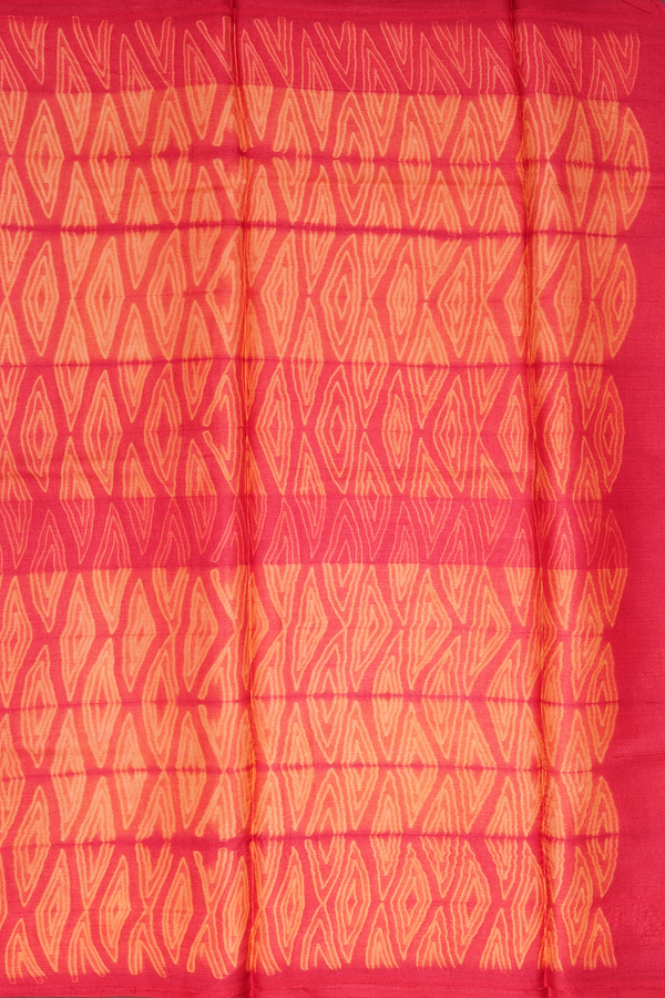 Tussar Silk Saree In Red With Shibori Design