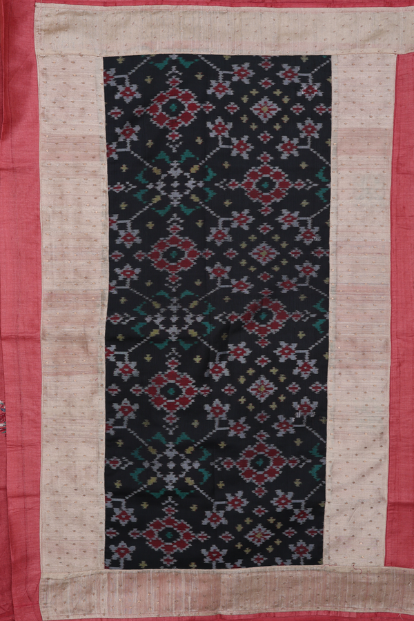 Tussar Silk Saree In Reddish Brown With Floral Buttas