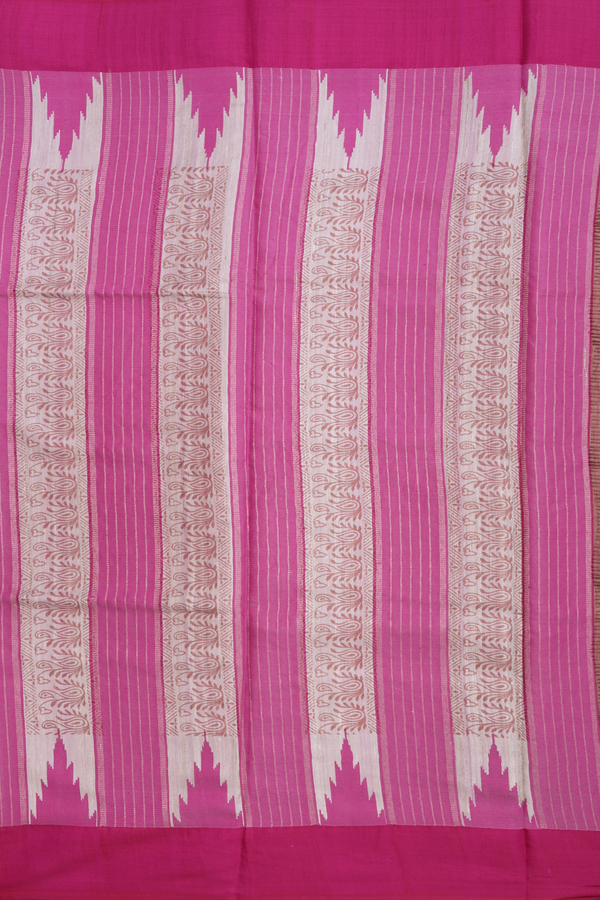 Tussar Silk Saree In Rose Beige With Cow And Floral Design