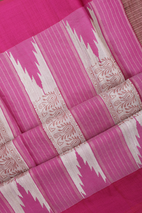 Tussar Silk Saree In Rose Beige With Cow And Floral Design