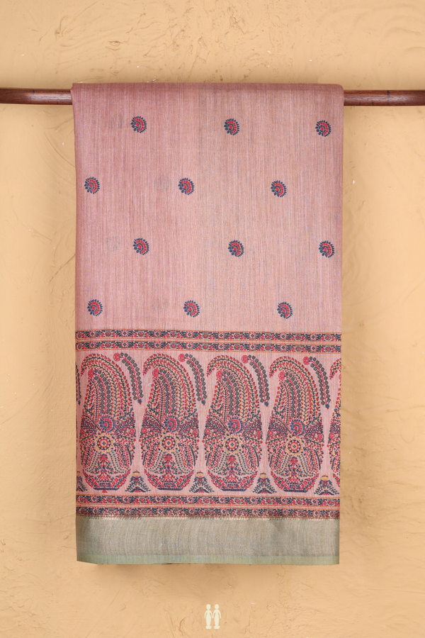 Tussar Silk Saree In Rose Beige With Printed Buttas