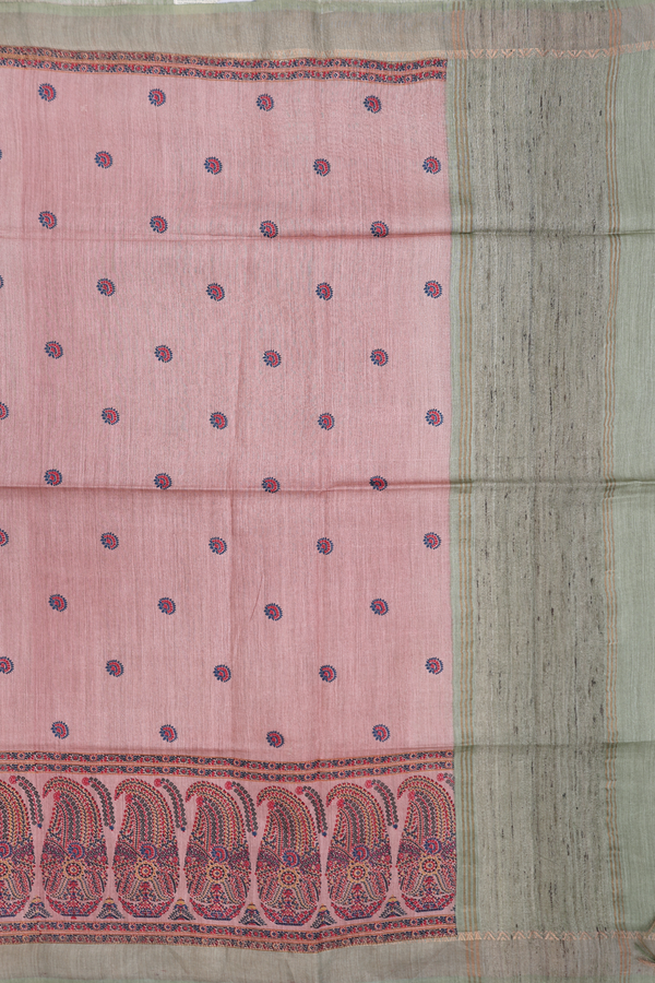 Tussar Silk Saree In Rose Beige With Printed Buttas
