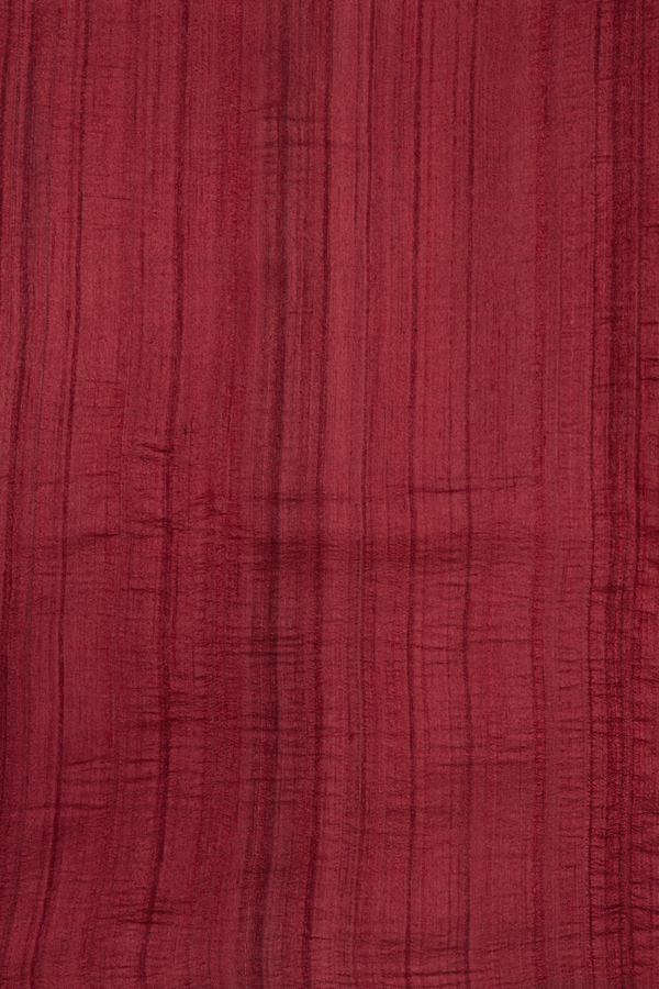 Tussar Silk Saree In Dusty Red With Paisley Printed Design