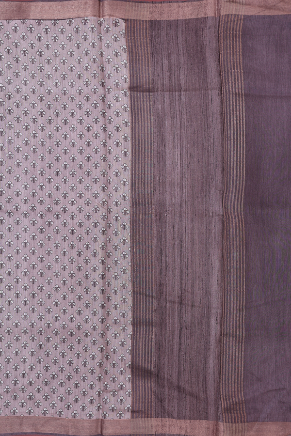 Tussar Silk Saree In Rose Brown With Floral Buttas