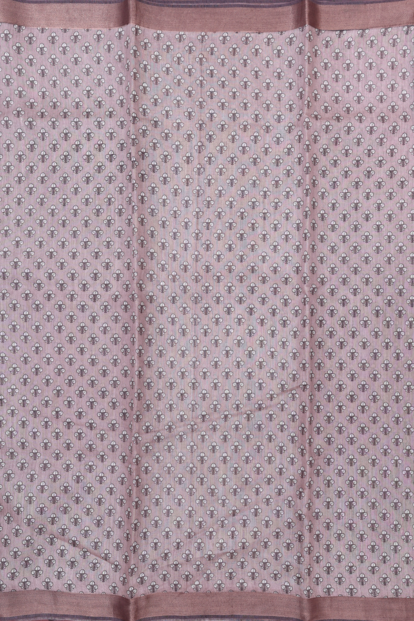 Tussar Silk Saree In Rose Brown With Floral Buttas