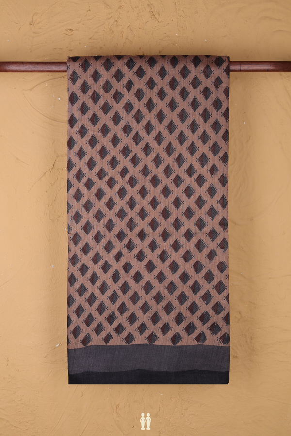 Tussar Silk Saree In Rose Brown With Printed Buttas