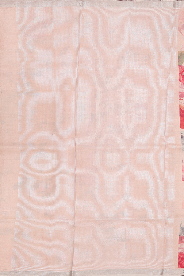 Tussar Silk Saree In Rose Gold With Floral Design