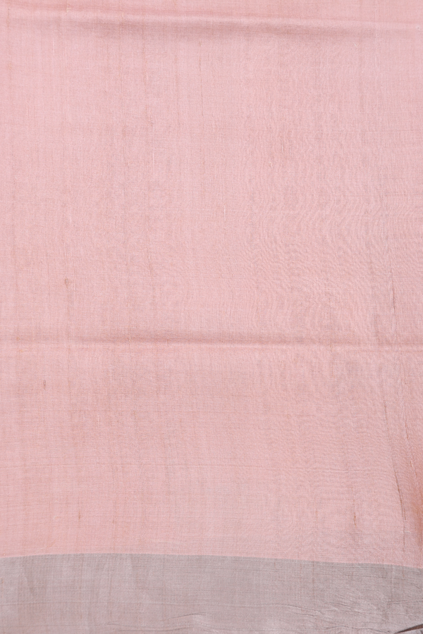 Tussar Silk Saree In Rose Gold With Floral Design