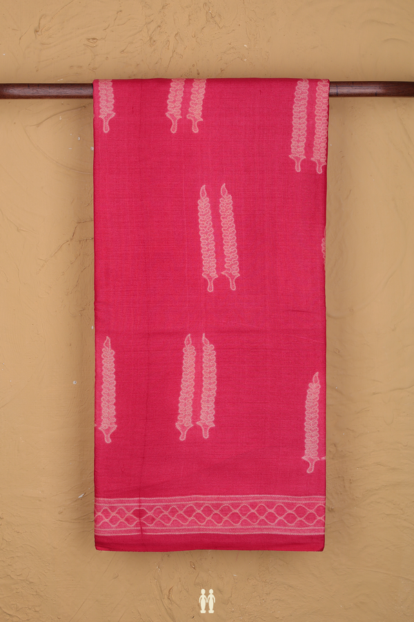 Tussar Silk Saree In Rose Red With Shibori Design