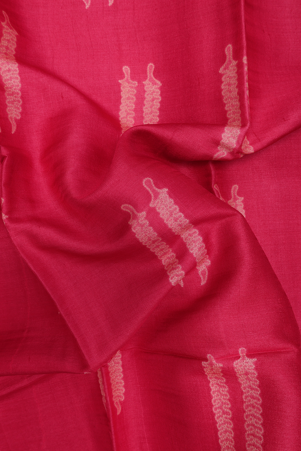 Tussar Silk Saree In Rose Red With Shibori Design