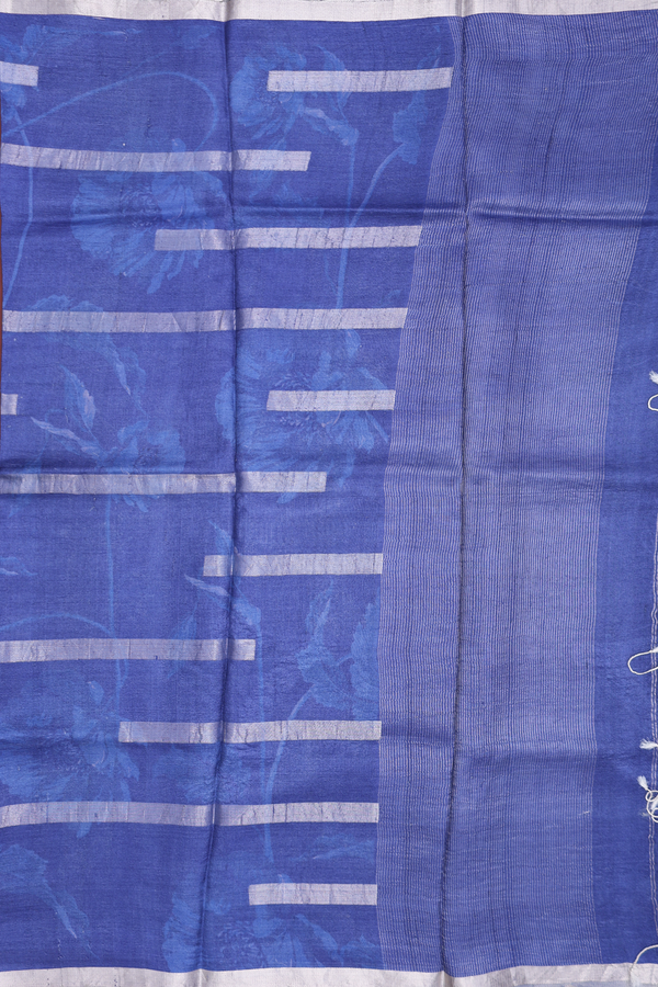 Tussar Silk Saree In Royal Blue With Allover Design