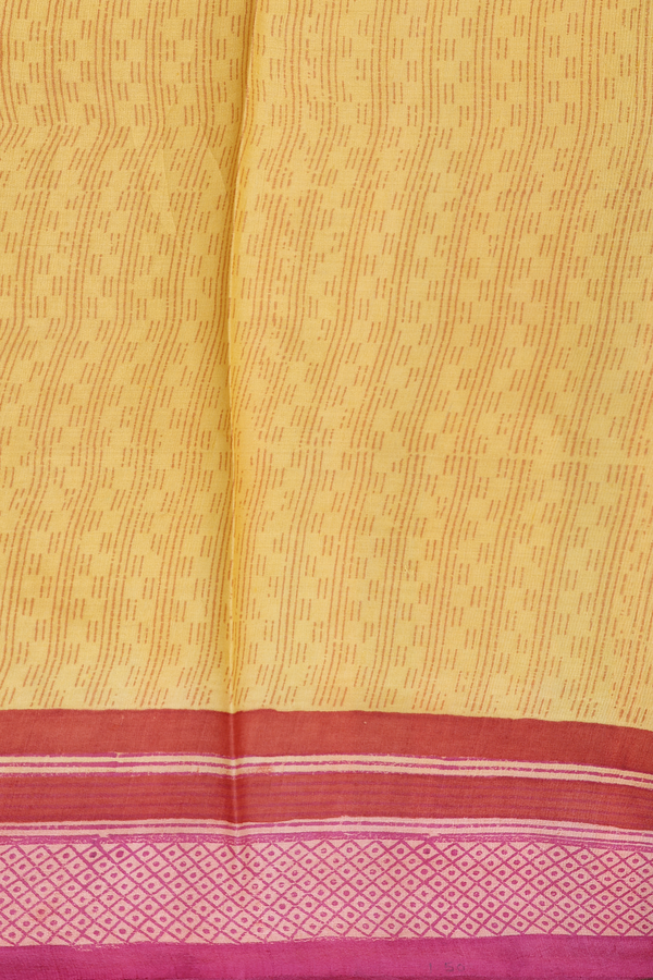 Tussar Silk Saree In Royal Yellow With Floral Design