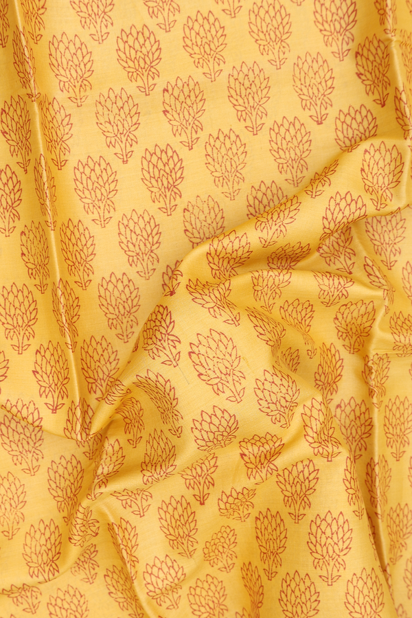 Tussar Silk Saree In Royal Yellow With Floral Design