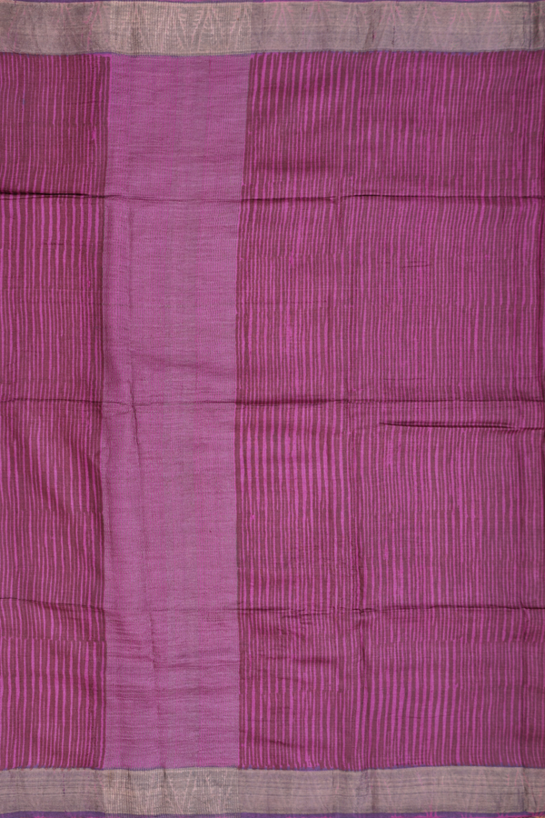 Tussar Silk Saree In Rust Red With Floral Design