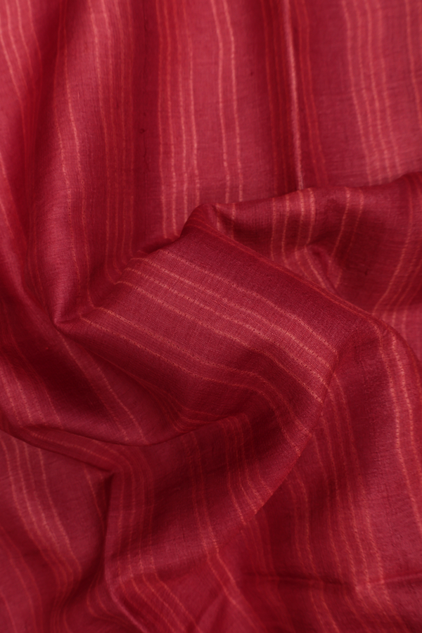 Tussar Silk Saree In Rust Red With Shibori Design