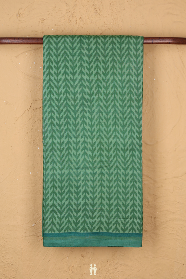 Tussar Silk Saree In Green With Allover Design