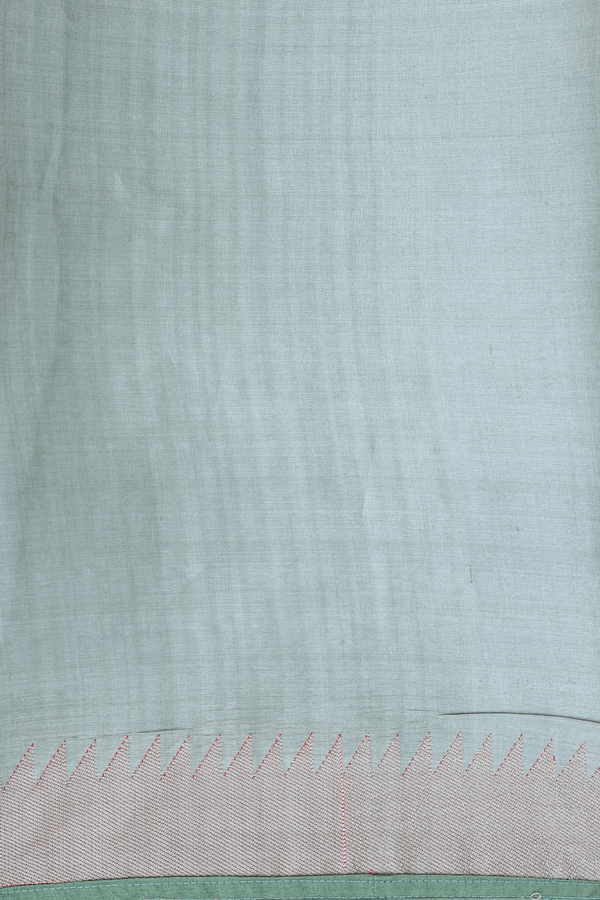 Tussar Silk Saree In Moss Green With Floral Design