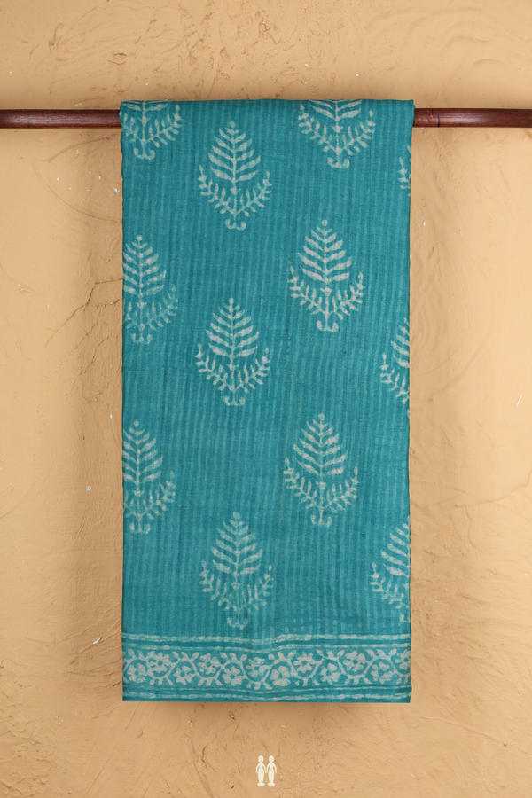 Tussar Silk Saree In Sea Green With Printed Design