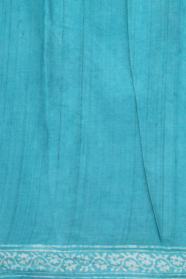Tussar Silk Saree In Sea Green With Printed Design