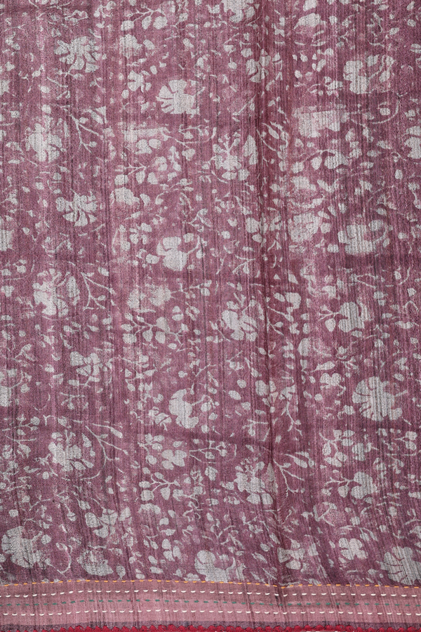 Tussar Silk Saree In Shades Of Brown With Printed Design