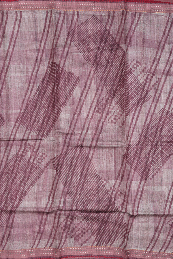 Tussar Silk Saree In Shades Of Brown With Printed Design