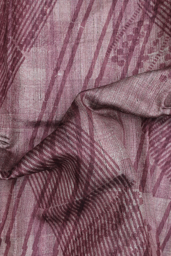 Tussar Silk Saree In Shades Of Brown With Printed Design