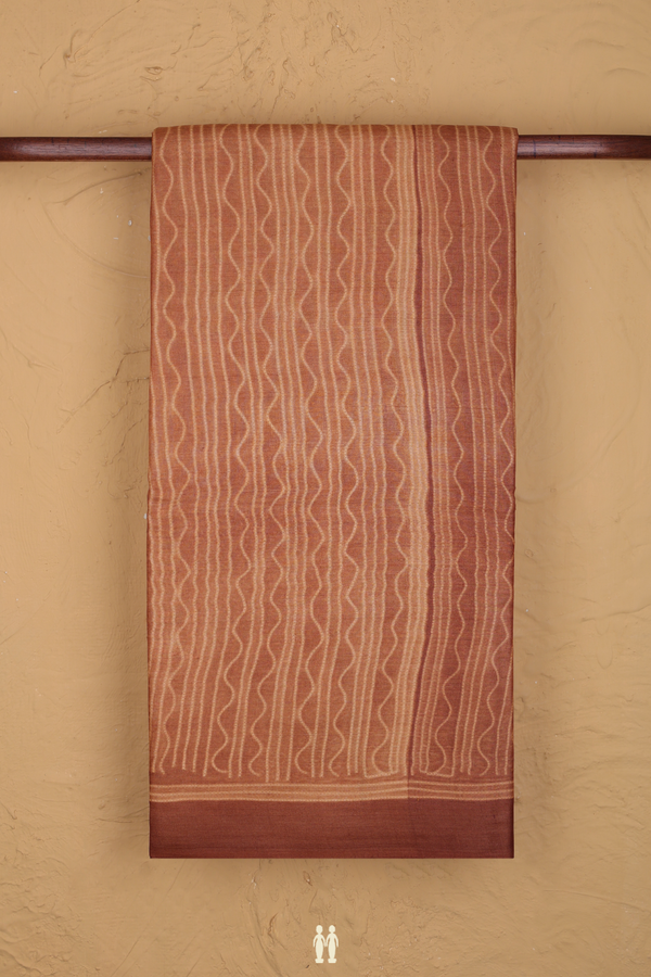 Tussar Silk Saree In Brown With Shibori Design