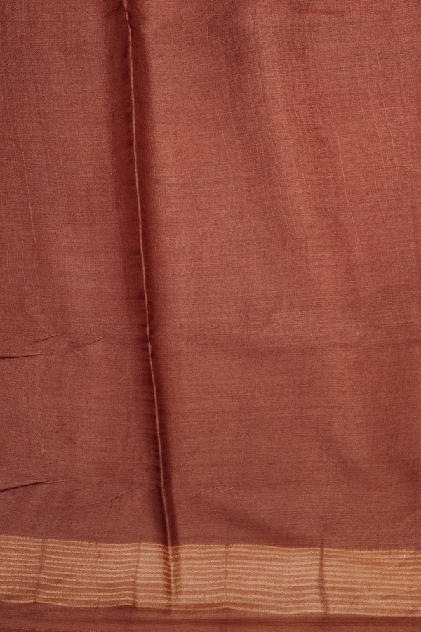 Tussar Silk Saree In Brown With Shibori Design