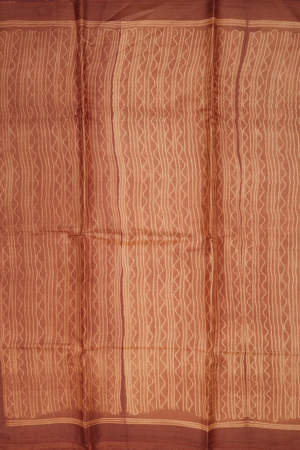 Tussar Silk Saree In Brown With Shibori Design