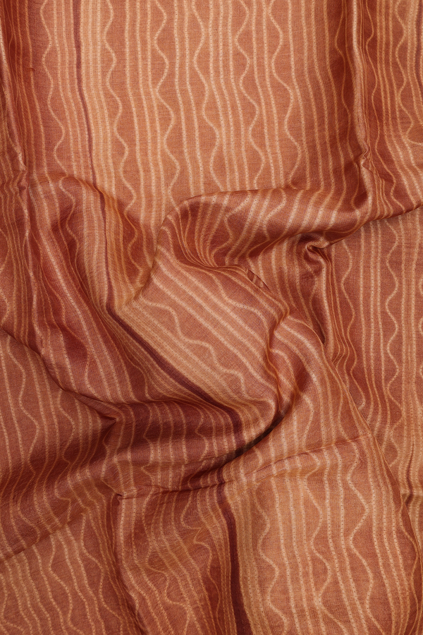 Tussar Silk Saree In Brown With Shibori Design