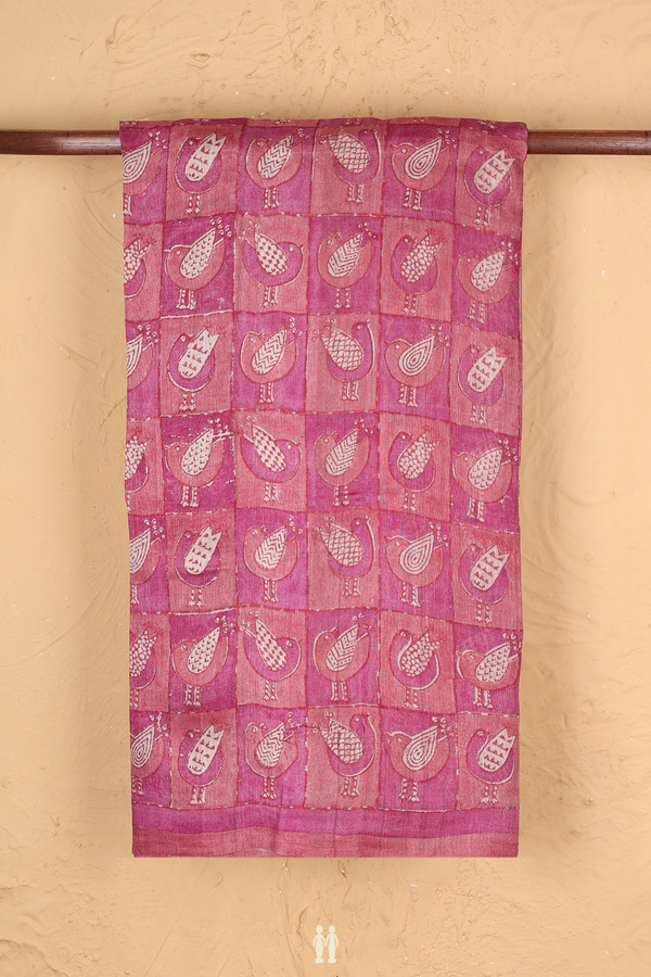 Tussar Silk Saree In Shades Of Pink With Printed Design