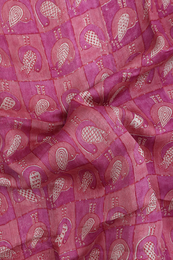 Tussar Silk Saree In Shades Of Pink With Printed Design