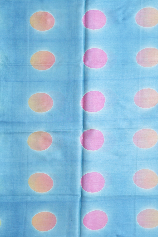 Tussar Silk Saree In Sky Blue With Circle Printed Design