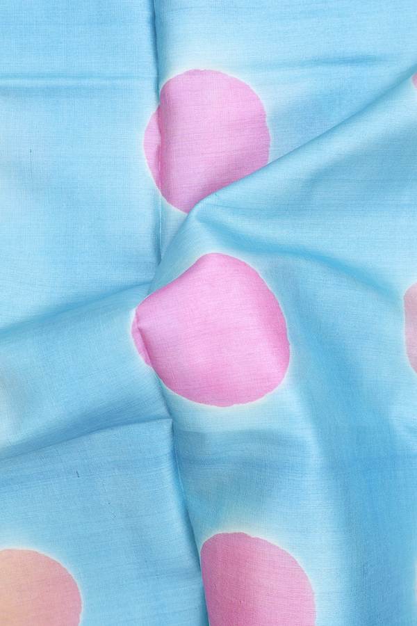 Tussar Silk Saree In Sky Blue With Circle Printed Design