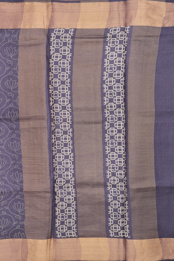 Tussar Silk Saree In Space Blue With Printed Design