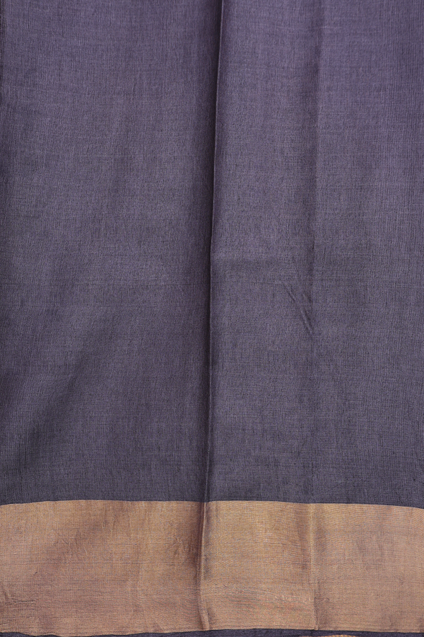 Tussar Silk Saree In Space Blue With Printed Design