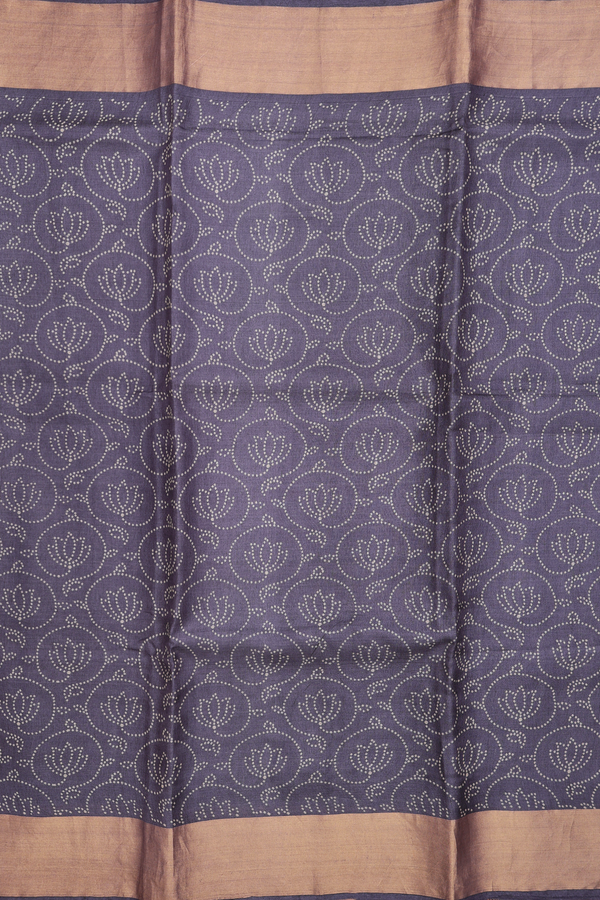 Tussar Silk Saree In Space Blue With Printed Design
